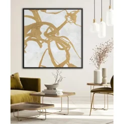 Clearance Cuadro En Lienzo Pintado A Mano Goldplay, Marco De Madera Lienzos