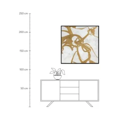 Clearance Cuadro En Lienzo Pintado A Mano Goldplay, Marco De Madera Lienzos
