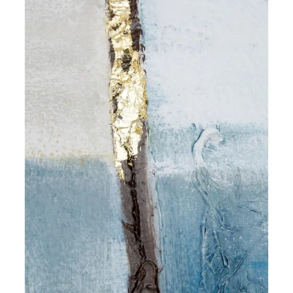 New Cuadro En Lienzo Pintado A Mano Golden Blue Ii Lienzos