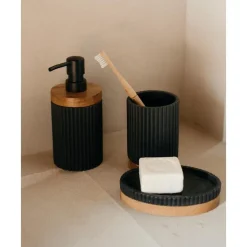 Discount Dosificador De Jabon Con Madera Laura Dispensador De Jabon Y Jaboneras