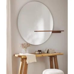 Best Espejo De Pared Grande Con Estante De Madera Sandro Espejos De Pared