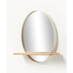 Fashion Espejo De Pared Redondo Con Estante De Madera Kenny Espejos De Pared
