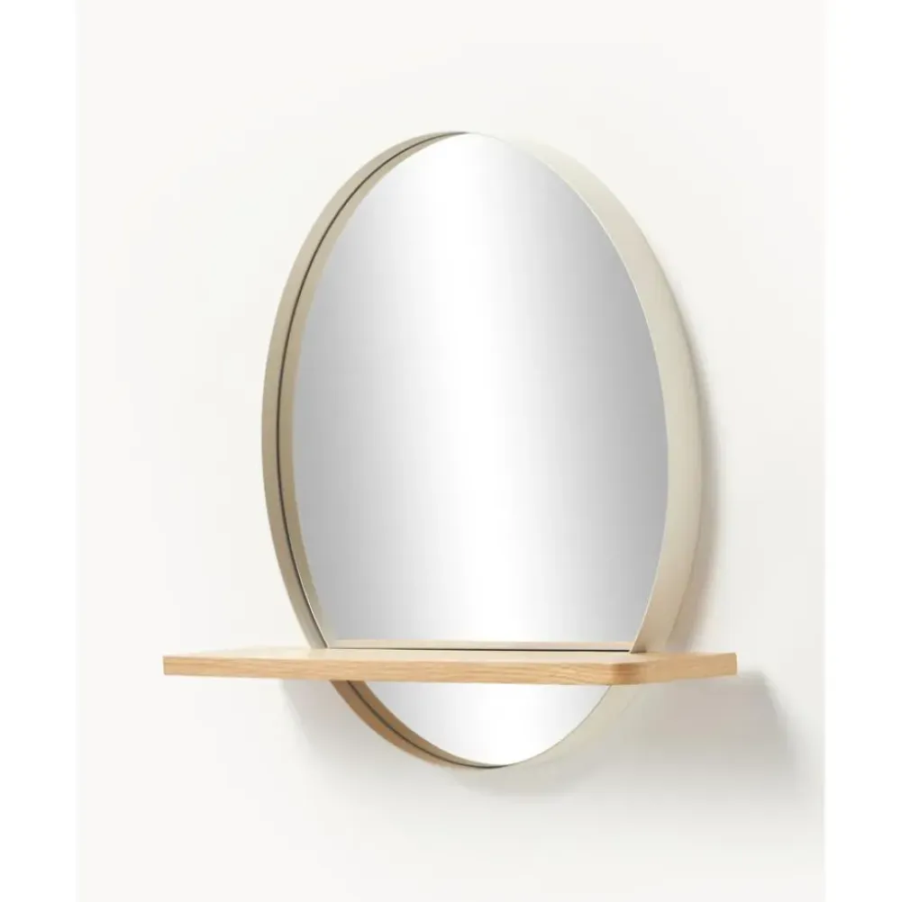 Fashion Espejo De Pared Redondo Con Estante De Madera Kenny Espejos De Pared