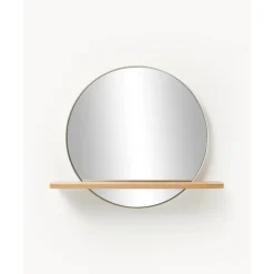 Fashion Espejo De Pared Redondo Con Estante De Madera Kenny Espejos De Pared