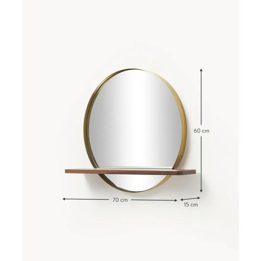 Clearance Espejo De Pared Redondo Con Estante De Madera Kenny Espejos De Pared