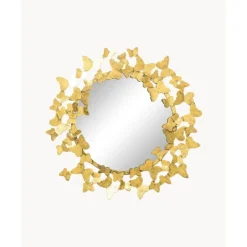 Clearance Espejo De Pared Redondo De Metal Butterfly, Estilo Vintage Espejos De Pared