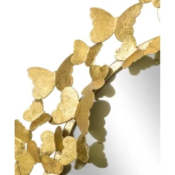 Clearance Espejo De Pared Redondo De Metal Butterfly, Estilo Vintage Espejos De Pared