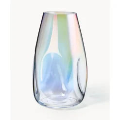 Outlet Jarron Grande De Vidrio Iridiscente Soplado Artesanalmente Rainbow Jarrones