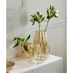 Outlet Jarron Grande De Vidrio Soplado Artesanalmente Luster Jarrones