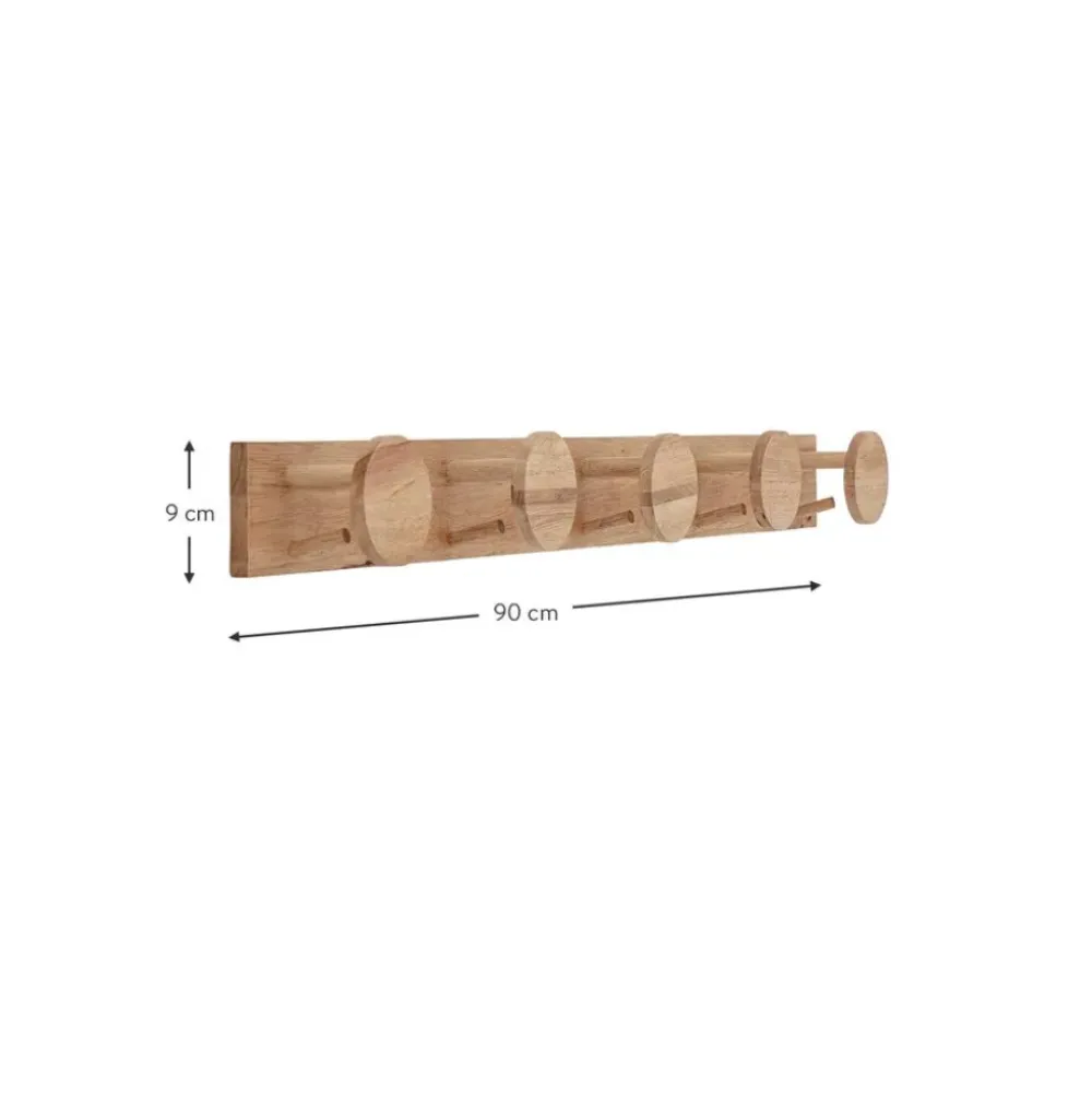 Discount Perchero De Pared De Madera De Caucho Emme, 10 Gancho Percheros