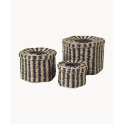 Outlet Set De Cestas Artesanales De Jacinto De Agua Polly, 3 Uds. Cajas De Almacenaje