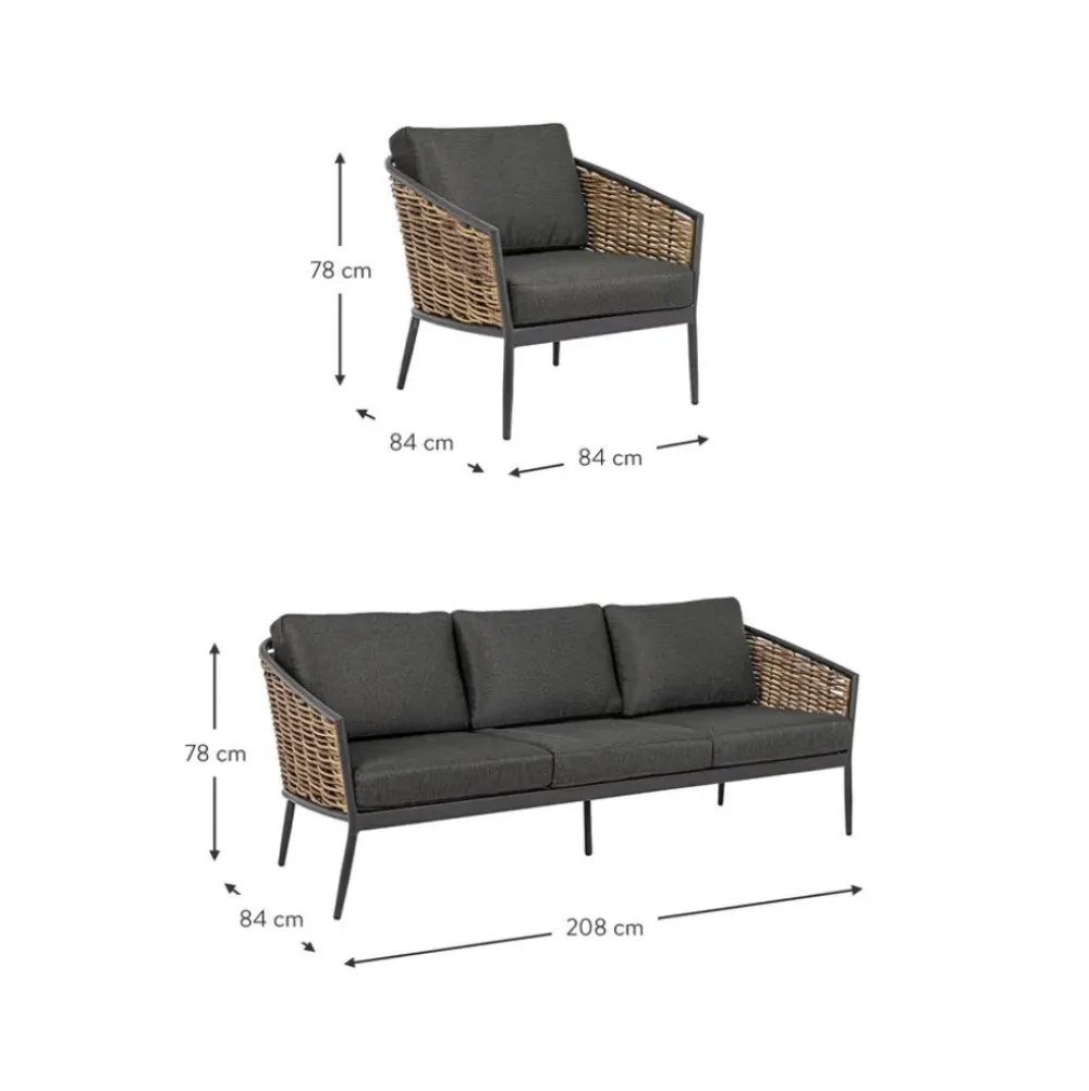 New Set Lounge Para Exterior Maribela, 3 Pzas. Muebles De Jardin