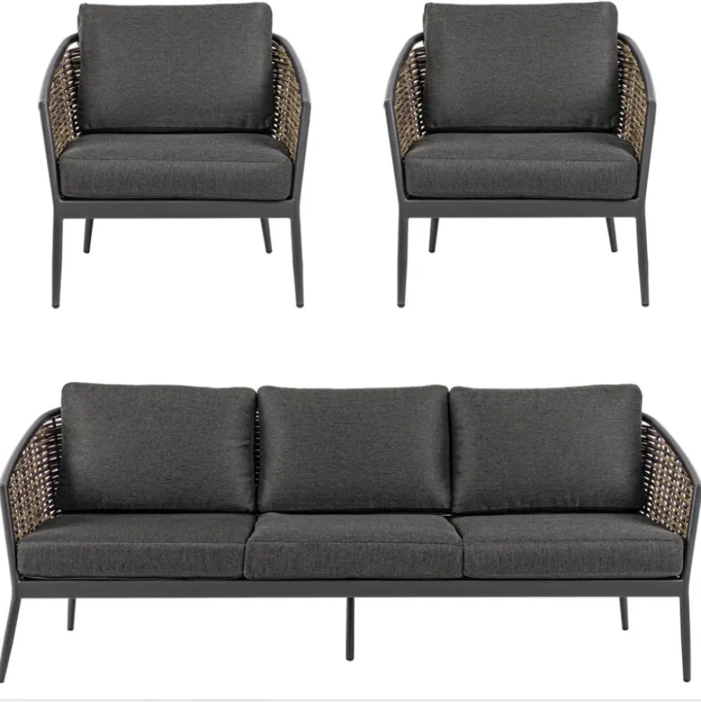 New Set Lounge Para Exterior Maribela, 3 Pzas. Muebles De Jardin