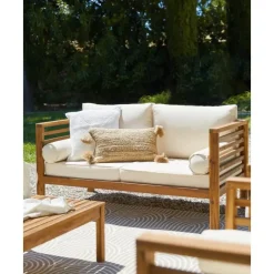 Sale Set Lounge Para Exterior De Madera De Acacia Bo, 4 Pzas. Muebles De Jardin