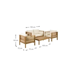 Sale Set Lounge Para Exterior De Madera De Acacia Bo, 4 Pzas. Muebles De Jardin